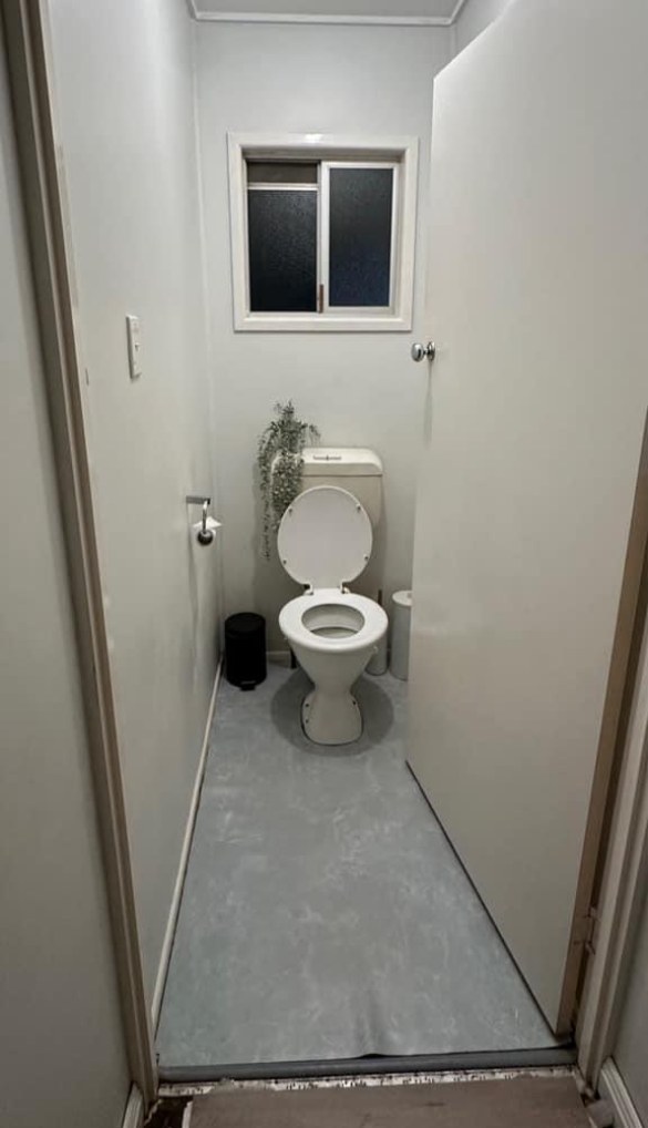 Before — Original toilet and flooring